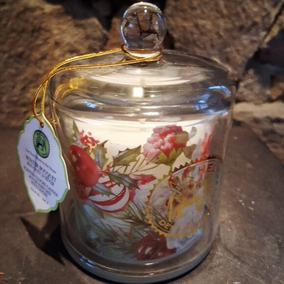 Michel Designs Works glass candle cloche Winter Bouquet - Picture 1 of 8
